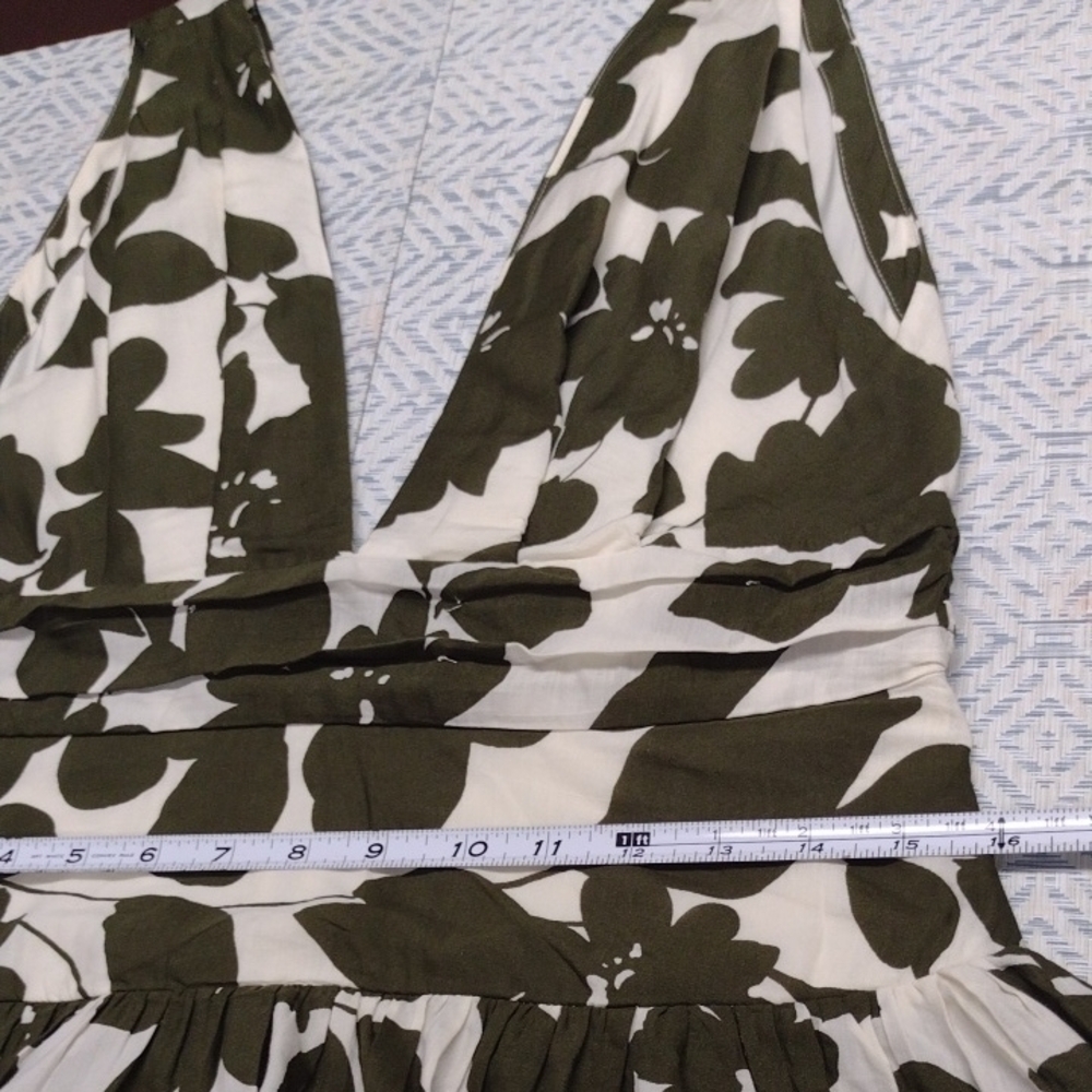 J. Crew Olive and White Floral Maxi Dress Formal Event, Bohemian, Boho. - Picture 9 of 12